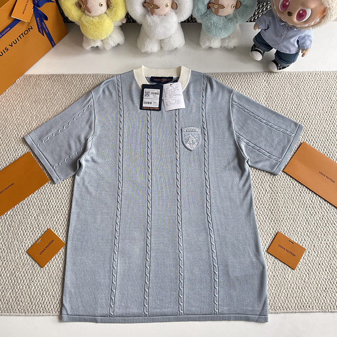 lv louis vuitton cable-knit crest t-shirt
